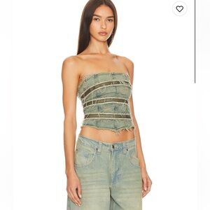 NWT Revolve Jaded London Zip Diamante Denim Corset US 4/UK 8